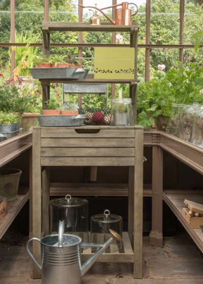 Space Saving Potting Bench With Storage weathered finish Space Saving Potting Bench With Storage weathered finish